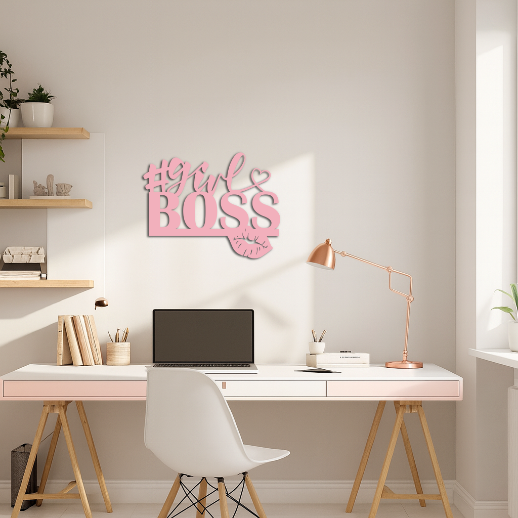 Girl Boss Metal Wall Art – Feminine Power & Modern Decor - KAFGP119