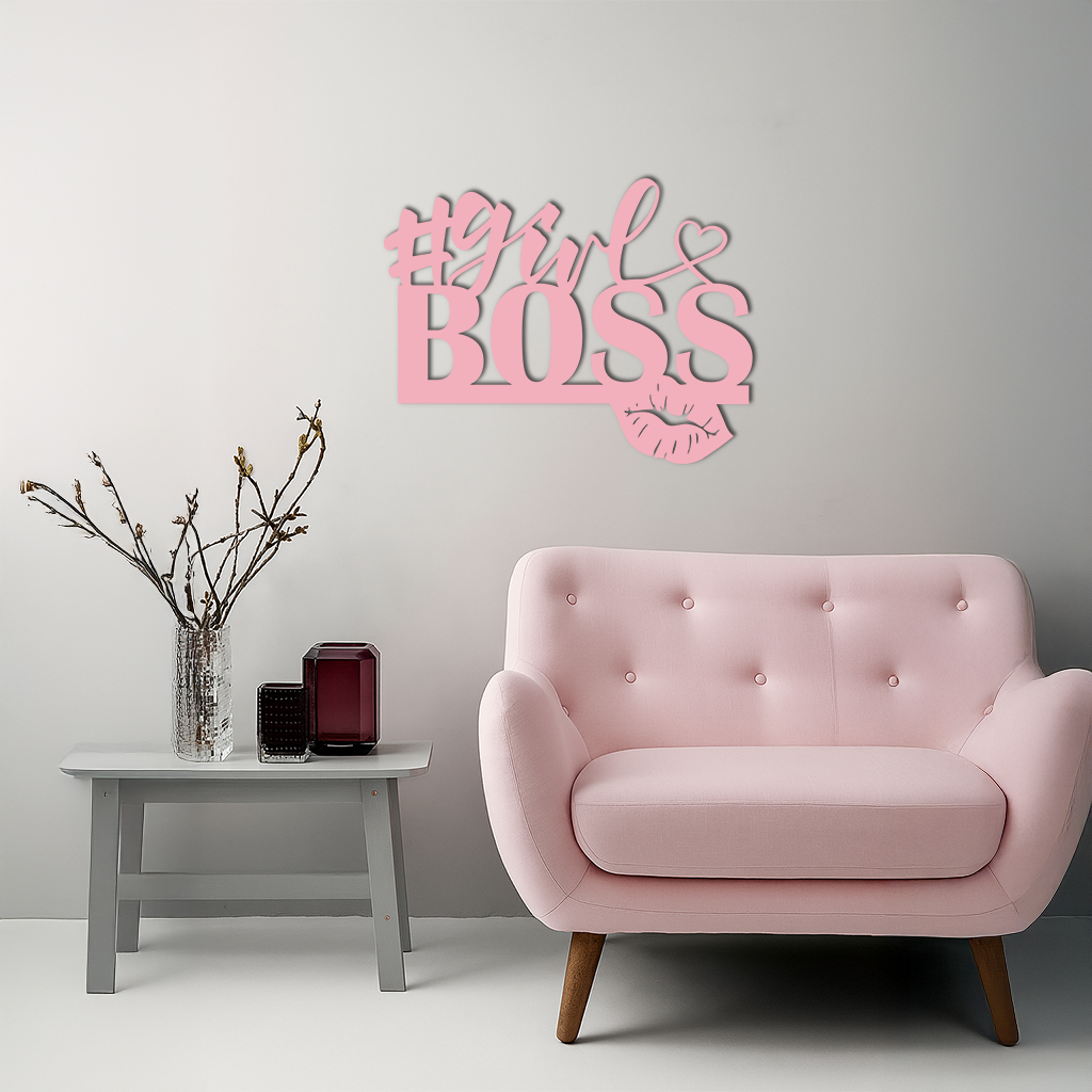 Girl Boss Metal Wall Art – Feminine Power & Modern Decor - KAFGP119