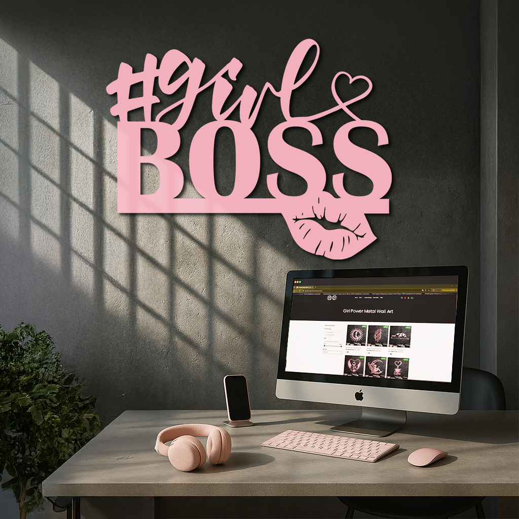 Girl Boss Metal Wall Art – Feminine Power & Modern Decor - KAFGP119