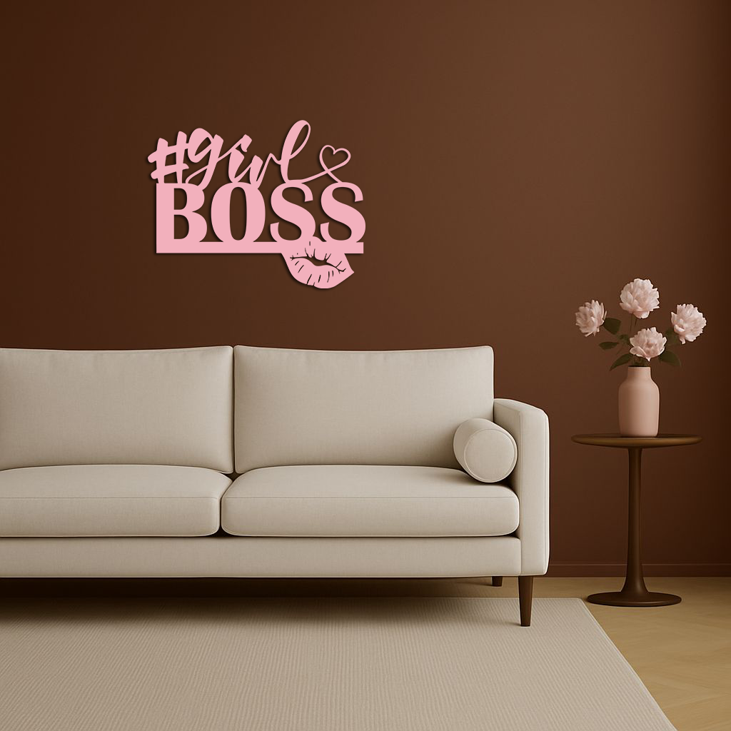 Girl Boss Metal Wall Art – Feminine Power & Modern Decor - KAFGP119